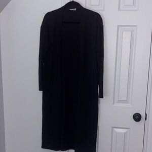 Long Open-Front Women's Duster Cardigan Jacket - Black